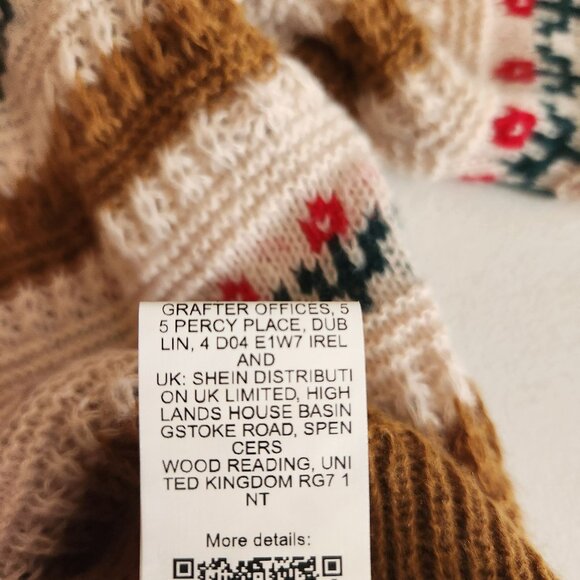 Shein Cardigan Retro Sweater Womens Button-Up Floral Brown White 3XL - Picture 10 of 11